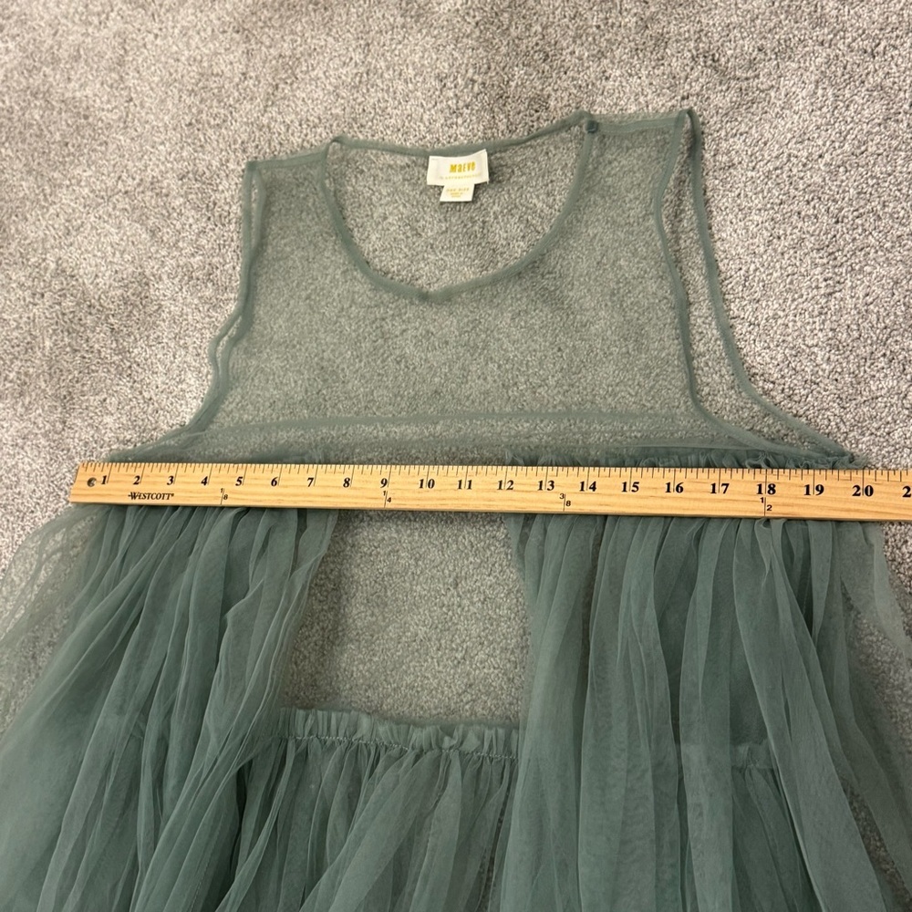 Anthropologie Maeve Sleeveless Sheer Tulle Overlay Duster One Size Green - Picture 7 of 9
